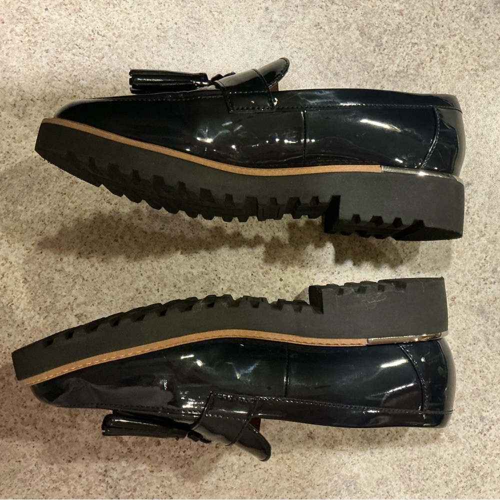 Franco Sarto Deep Navy Slip On Preppy Loafer Lug Platform Casual Career SZ 7W - Picture 7 of 14